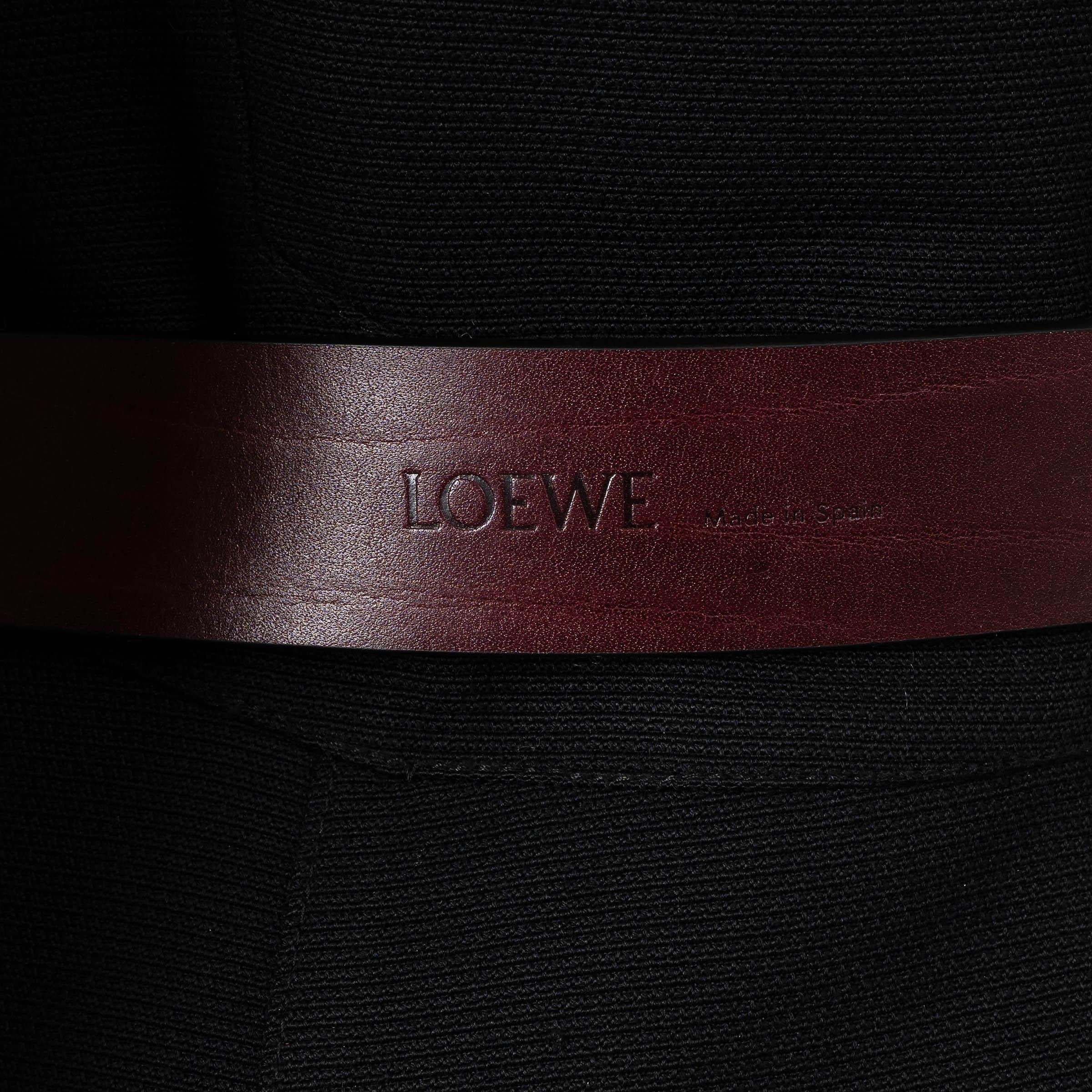 LOEWE Prugunda burgundy leather ROUNDED BUCKLE BELT 75 / 30 1