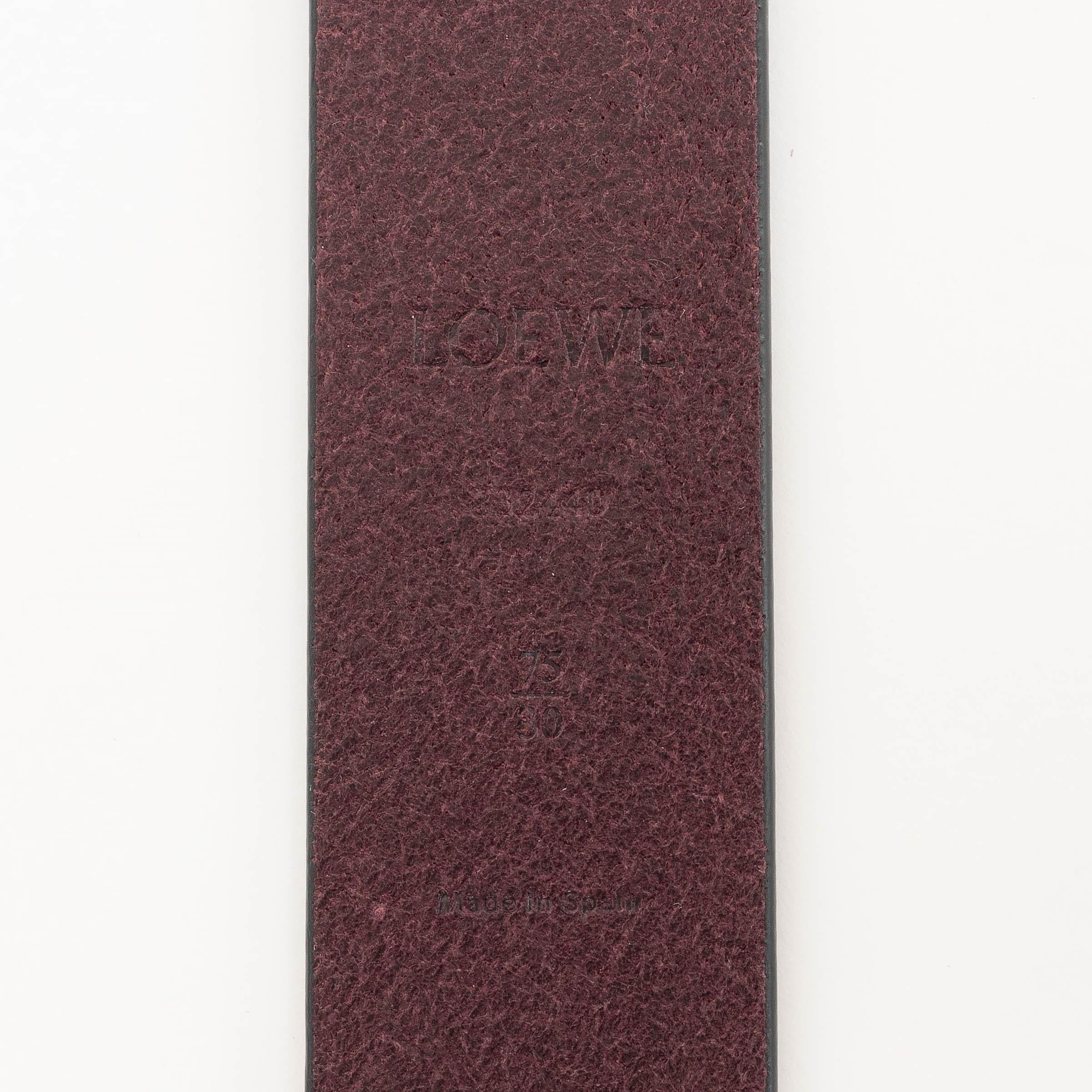 LOEWE Prugunda burgundy leather ROUNDED BUCKLE BELT 75 / 30 2