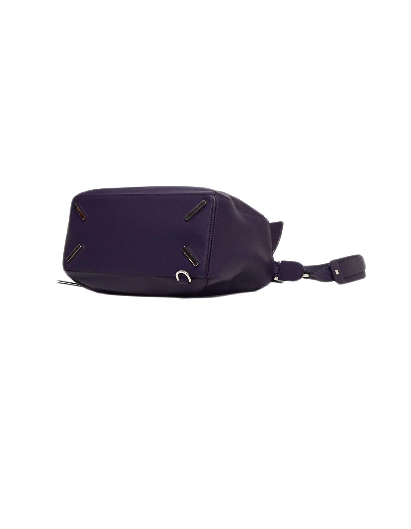 Black Loewe Purple Calfskin Leather Medium Puzzle Shoulder Bag w/ Crossbody Strap