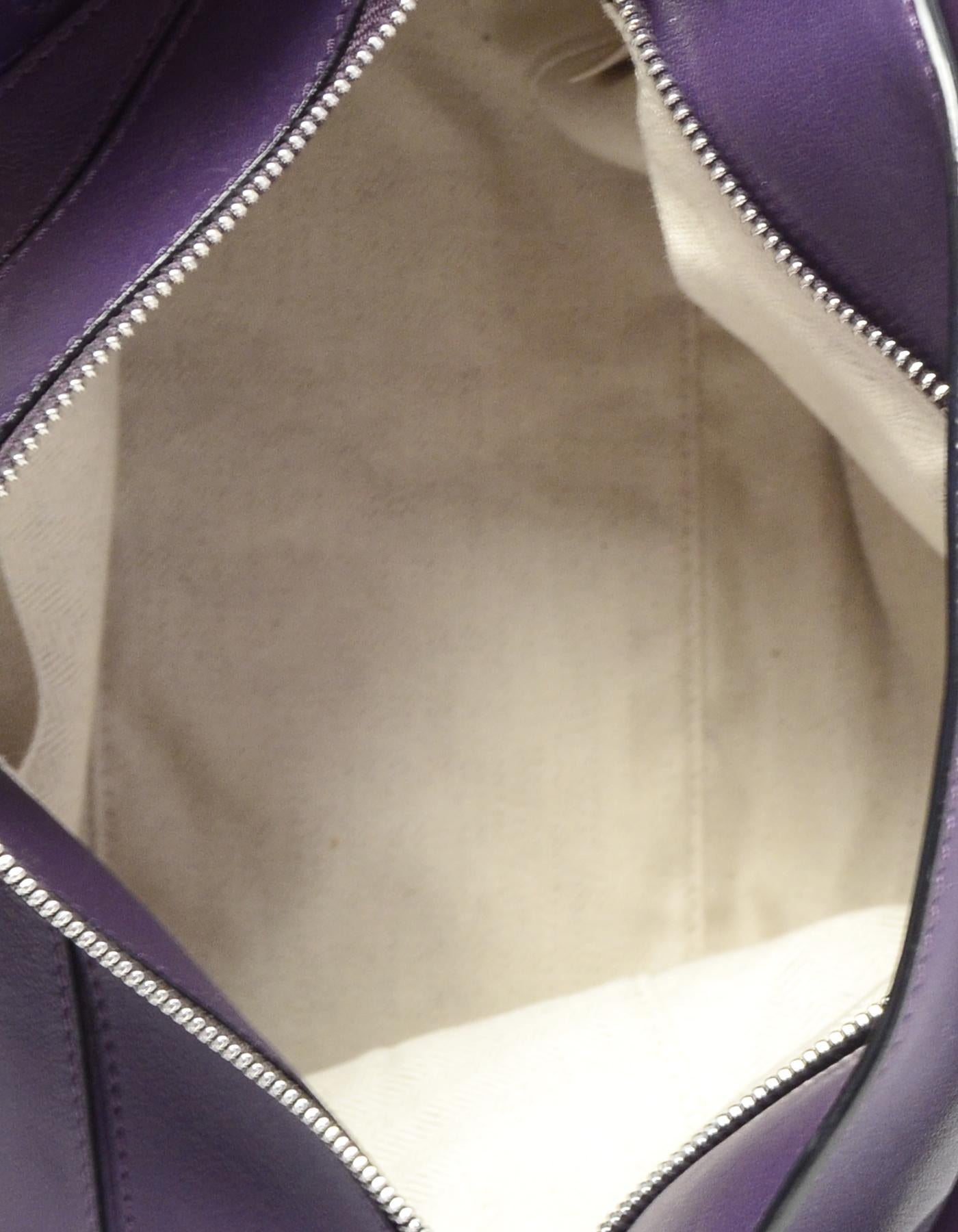 Loewe Purple Calfskin Leather Medium Puzzle Shoulder Bag w/ Crossbody Strap In Excellent Condition In New York, NY