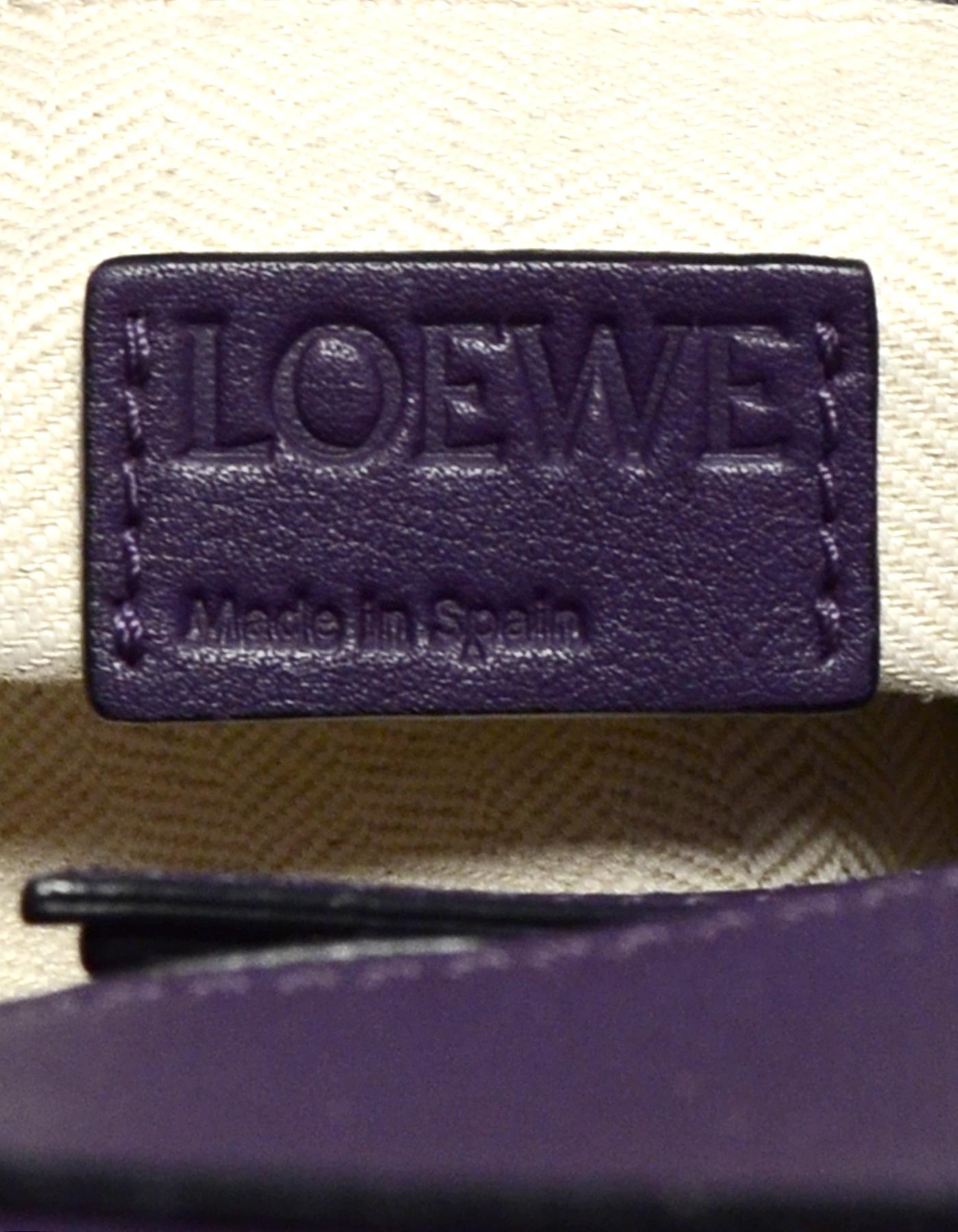 Women's Loewe Purple Calfskin Leather Medium Puzzle Shoulder Bag w/ Crossbody Strap