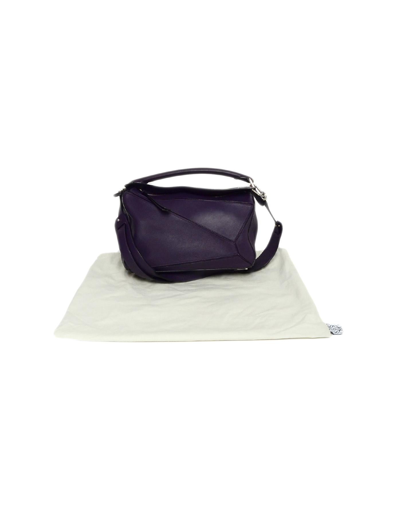 Loewe Purple Calfskin Leather Medium Puzzle Shoulder Bag w/ Crossbody Strap 1