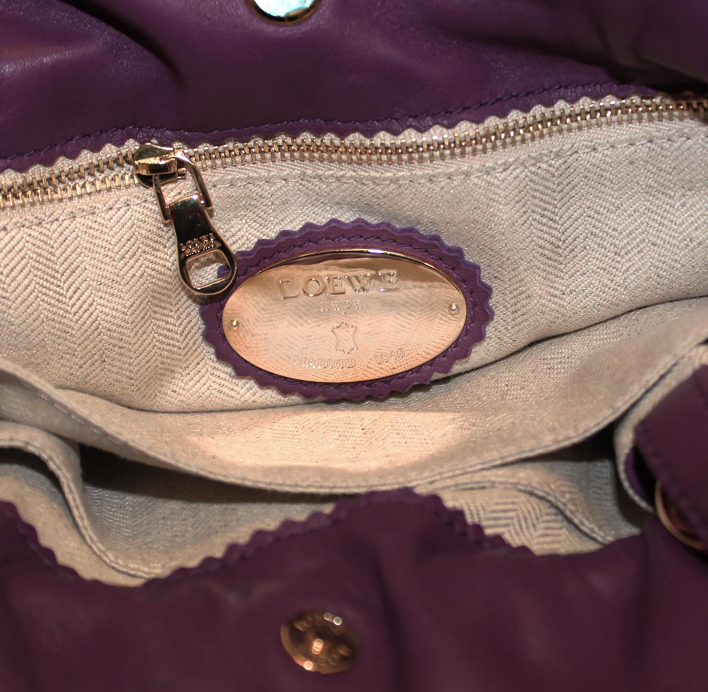 Black Loewe Purple Flamenco Tassel Bag For Sale