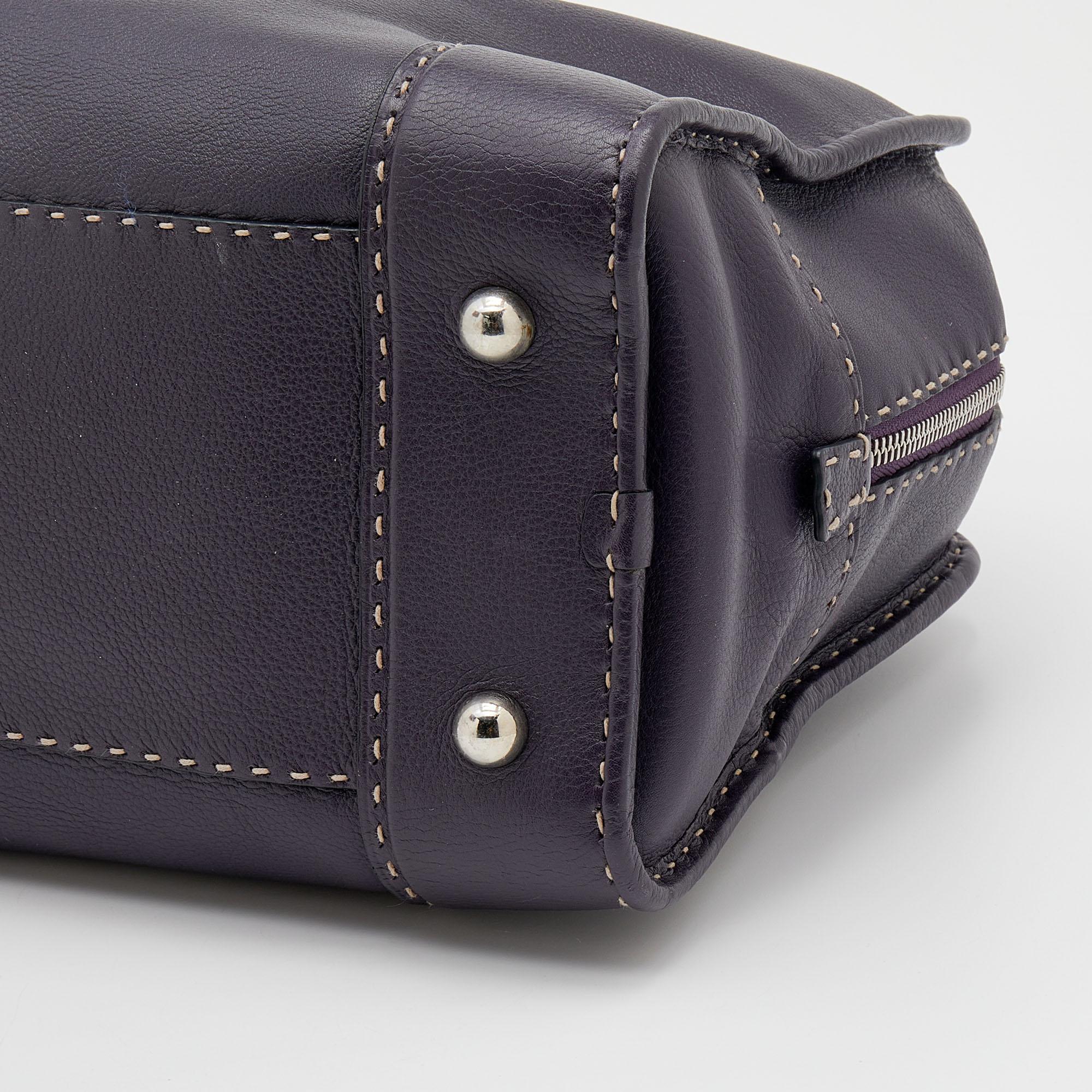 Loewe Purple Leather Wood Handle Amazona 36 Bag In Good Condition In Dubai, Al Qouz 2