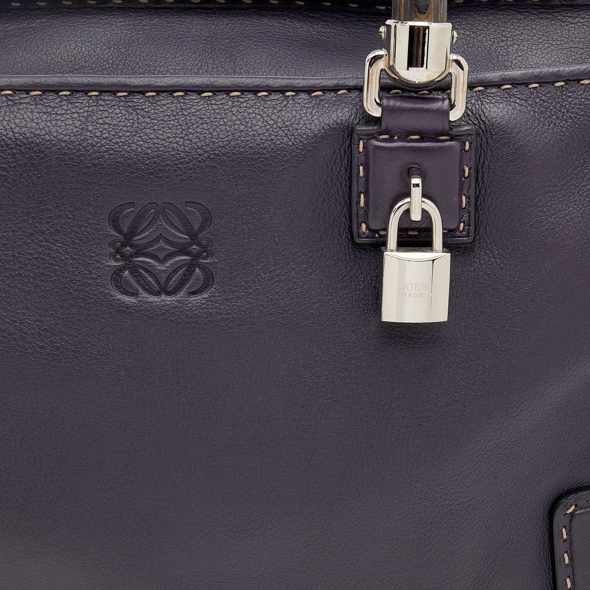 Women's Loewe Purple Leather Wood Handle Amazona 36 Bag