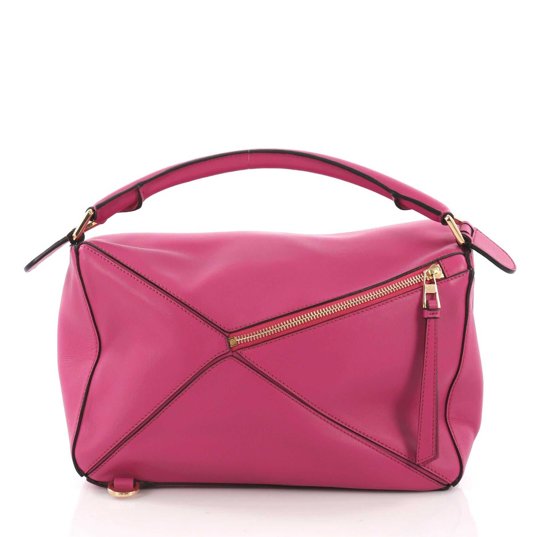 Pink Loewe Puzzle Bag Leather Medium