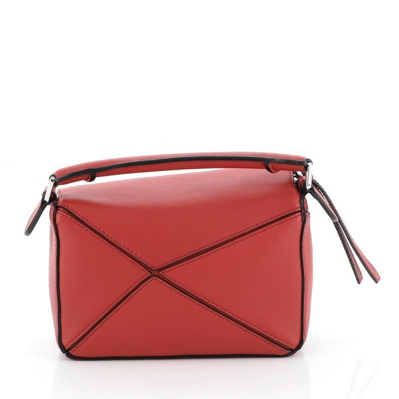 Red Loewe Puzzle Bag Leather Mini