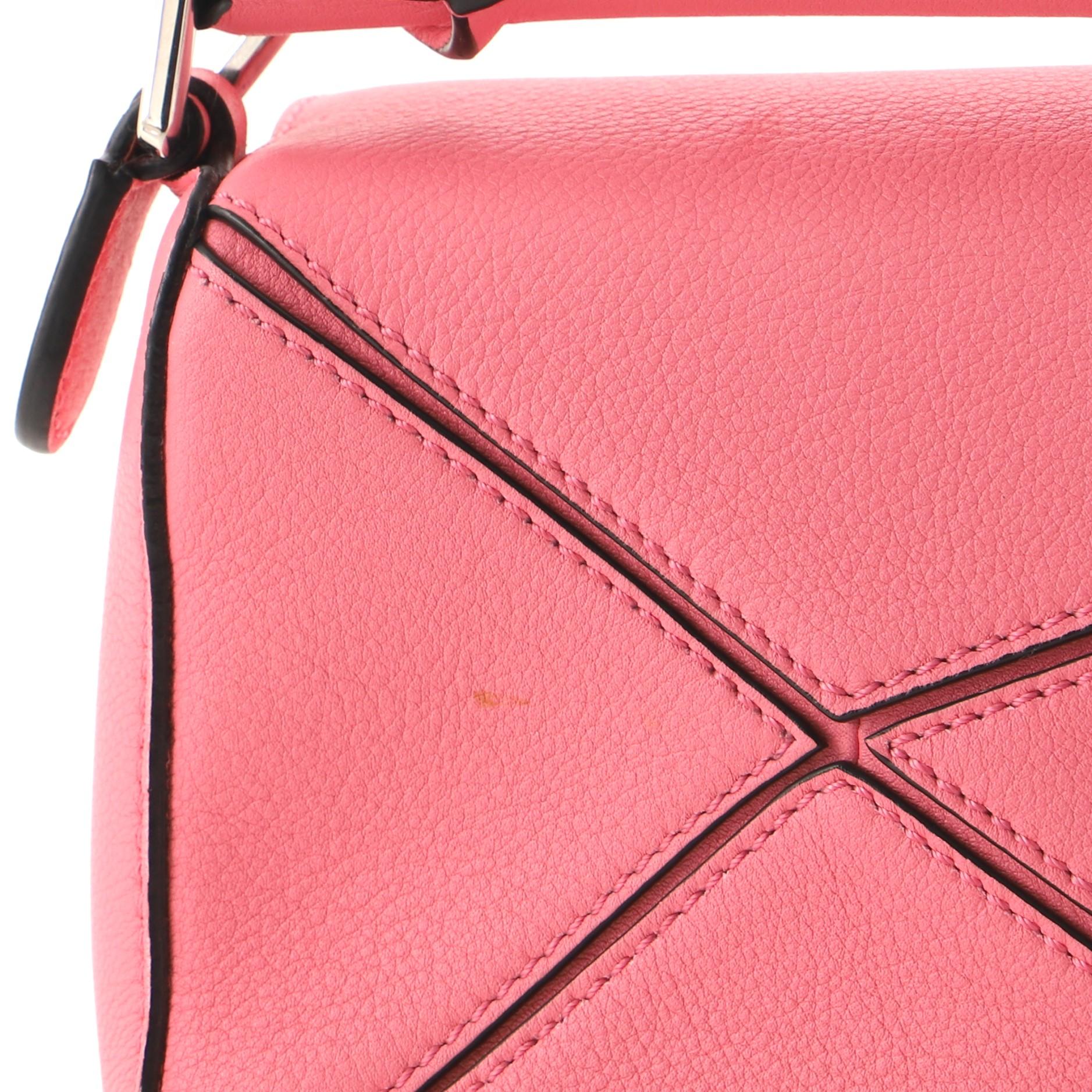 Pink Loewe Puzzle Bag Leather Mini