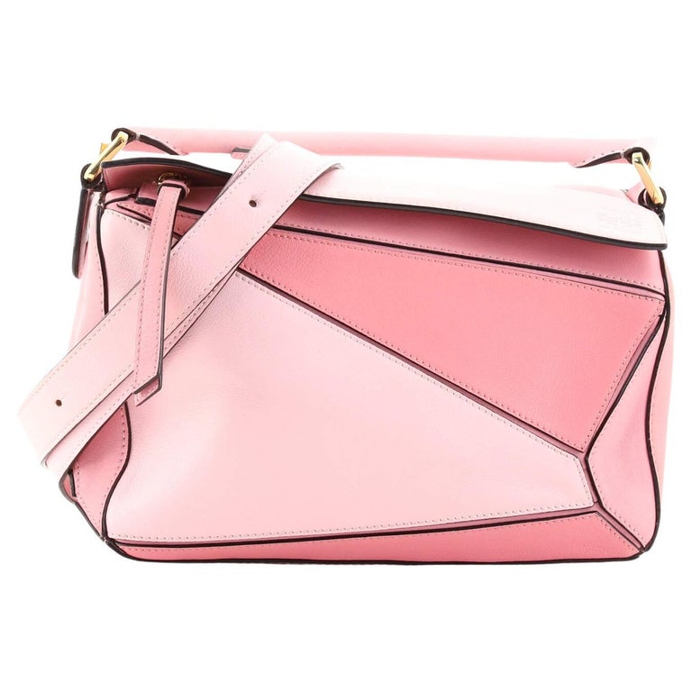 Puzzle Small Leather Shoulder Bag in Pink - Loewe