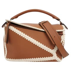 Loewe Puzzle - Sac en cuir de veau caramel clair de taille moyenne avec bordure en crochet