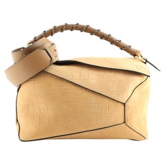 Loewe Puzzle Edge Bag Crocodile Embossed Nubuck Medium