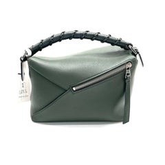 Loewe Puzzle Edge Braided Handle Small Dark Green Nappa Calfskin leather