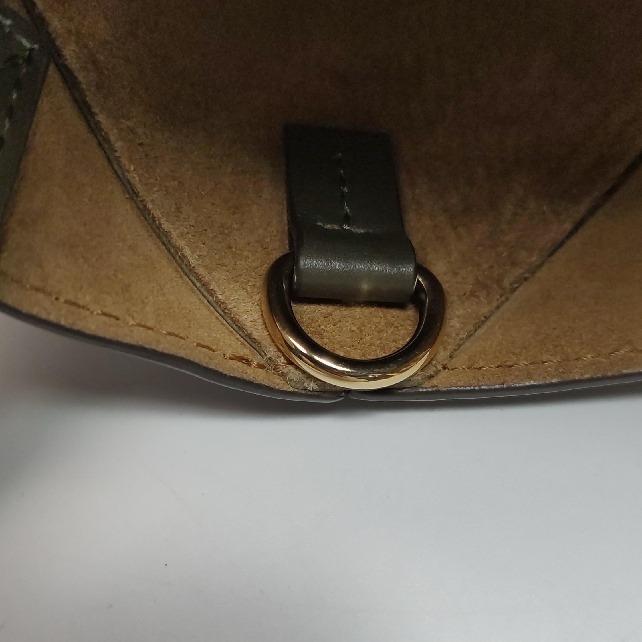 Loewe Puzzle Fold Mini Dark Olive Green Calfskin Leather Tote Bag For Sale 5