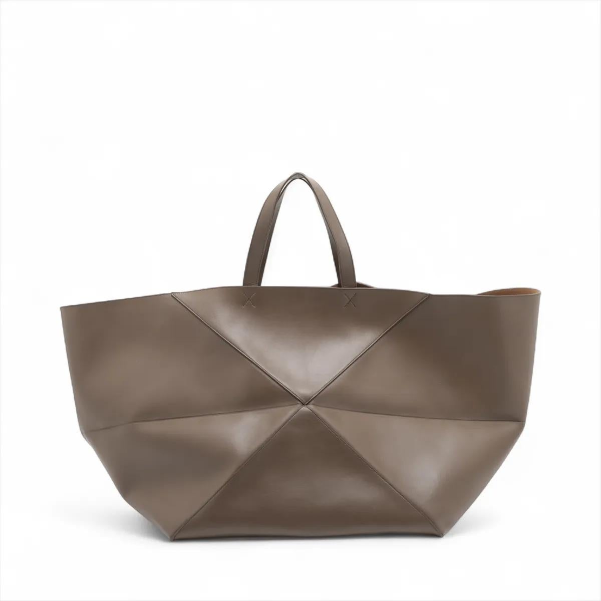 Grigio Loewe Puzzle Foldes XXL Borsa in pelle marrone