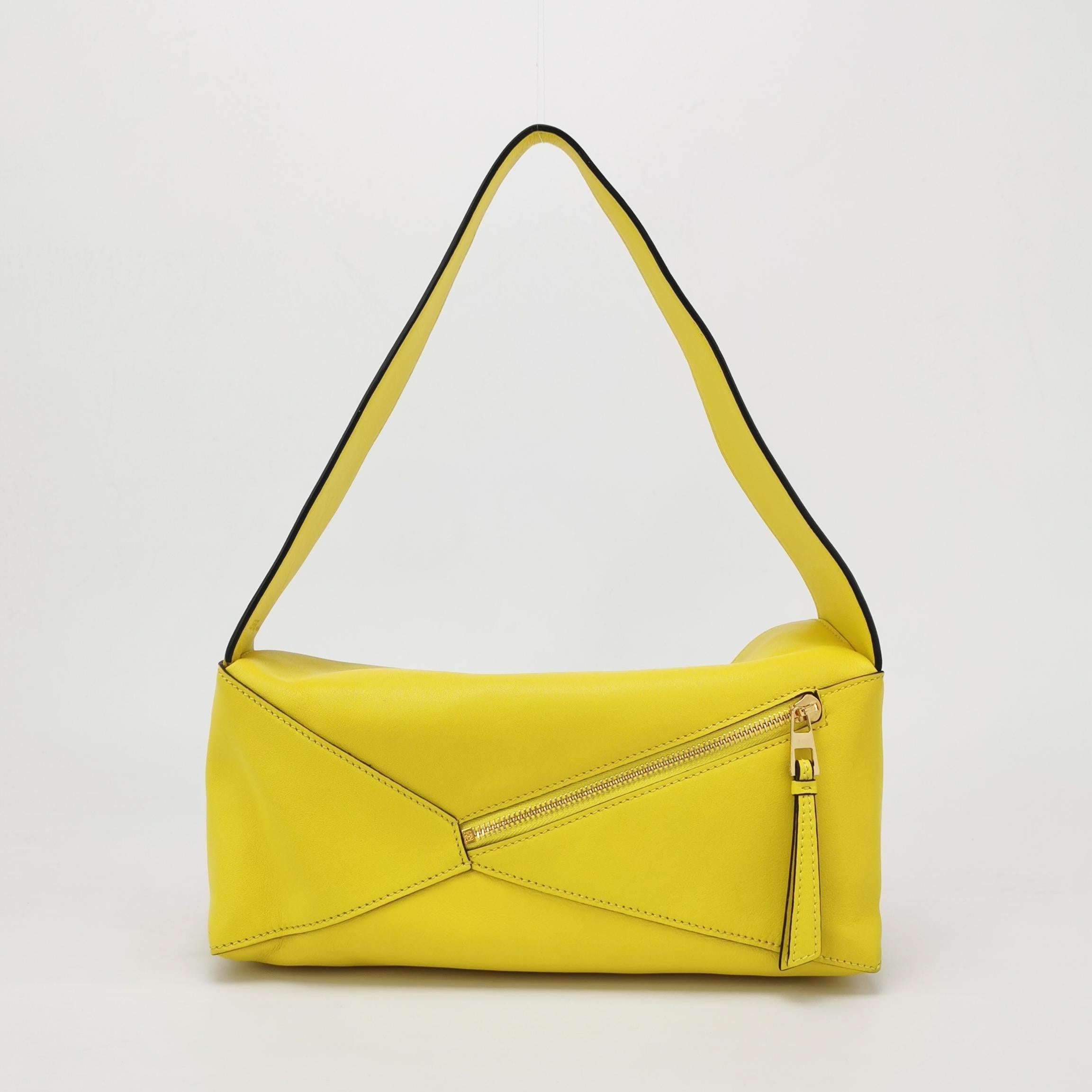 Loewe Puzzle Hobo Yellow Leather Shoulder Bag 1