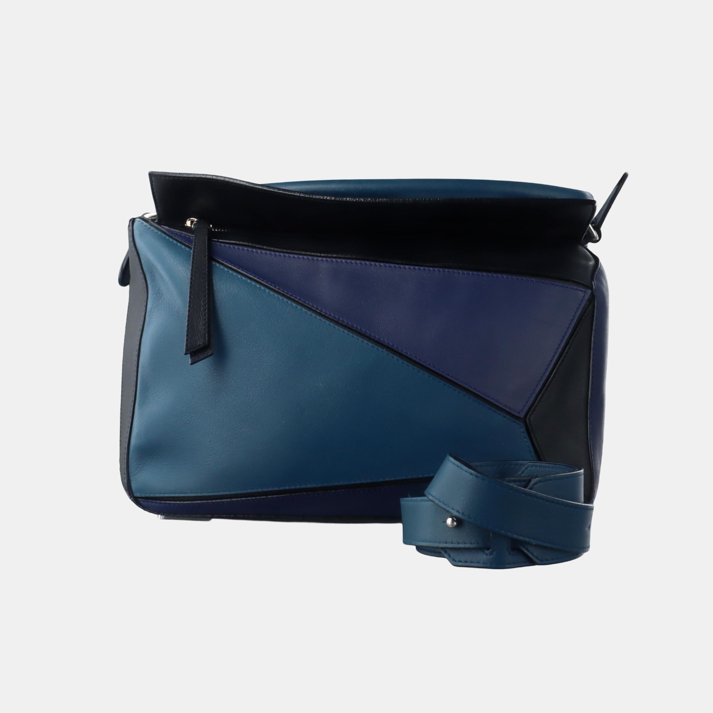 Loewe Puzzle Medium Multicolor Navy Calfskin leather bag 5
