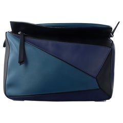 Loewe Puzzle Medium Multicolor Navy Calfskin leather bag