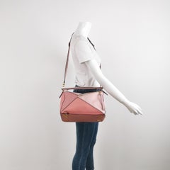 Loewe Puzzle Medium Multicolor Pink Calfskin Leather Bag