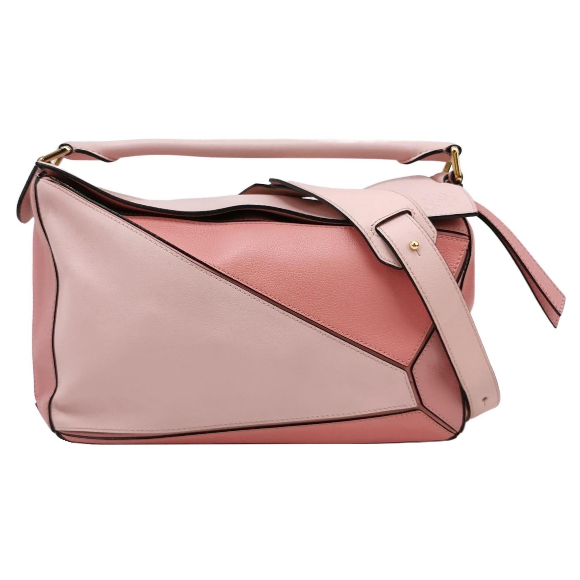 Loewe Puzzle Medium Multicolor Pink Calfskin Leather Bag
