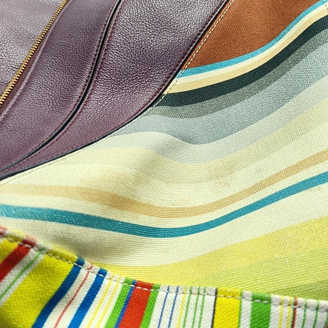 Loewe Puzzle Medium Multicolor Striped Canvas Leather Crossbody Bag en vente 5