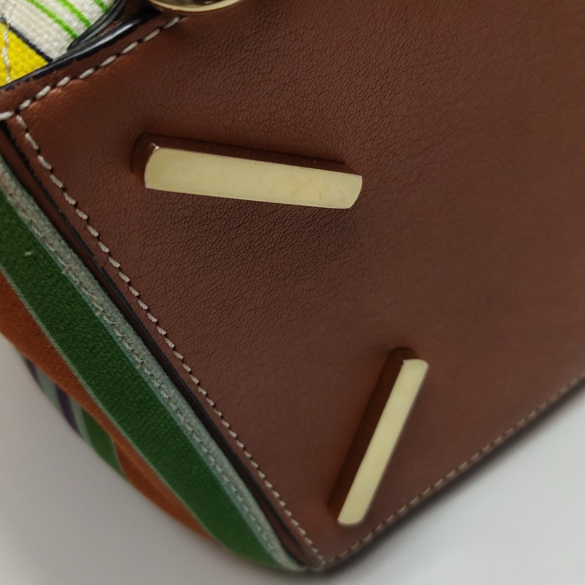 Loewe Puzzle Medium Multicolor Striped Canvas Leather Crossbody Bag en vente 7