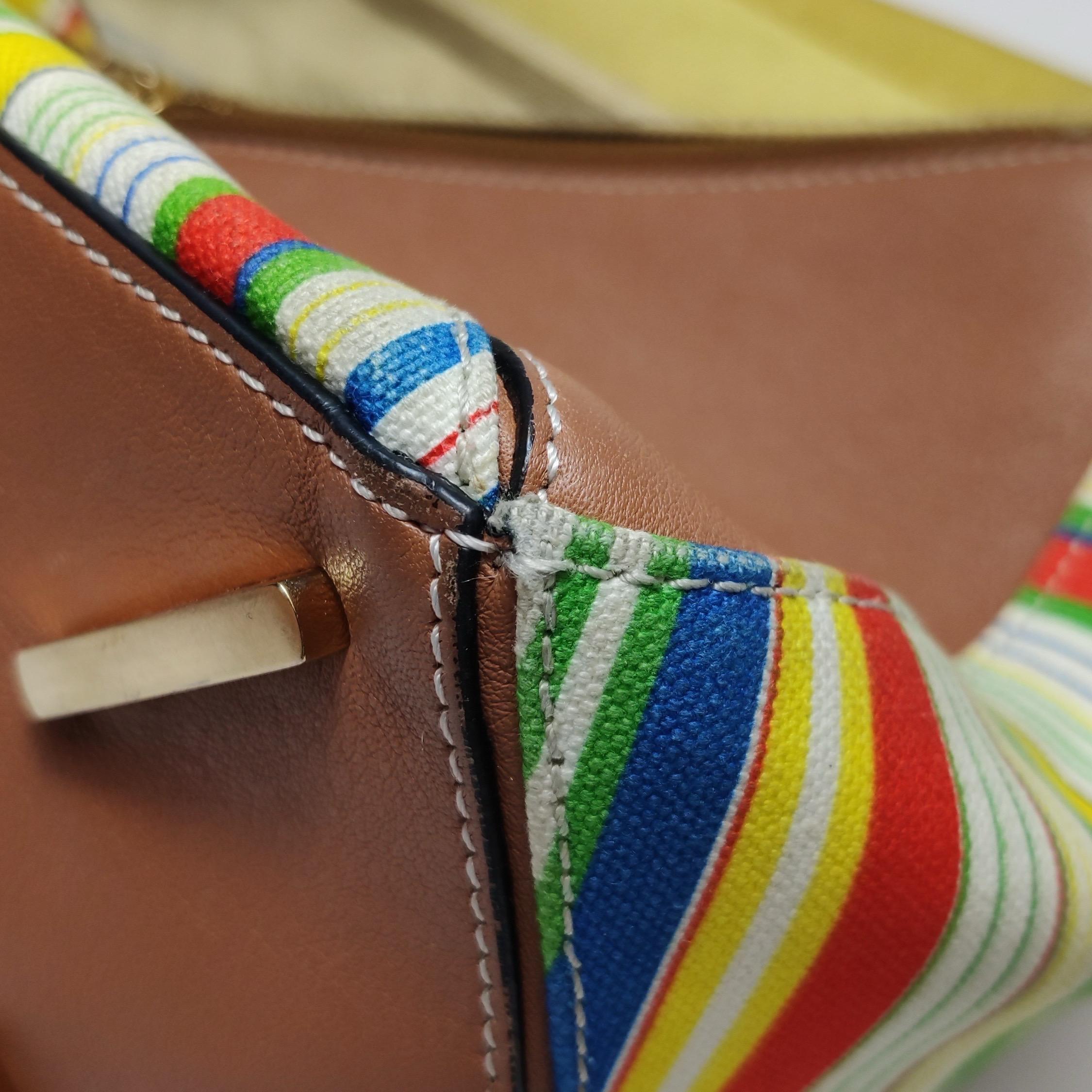Loewe Puzzle Medium Multicolor Striped Canvas Leather Crossbody Bag en vente 14