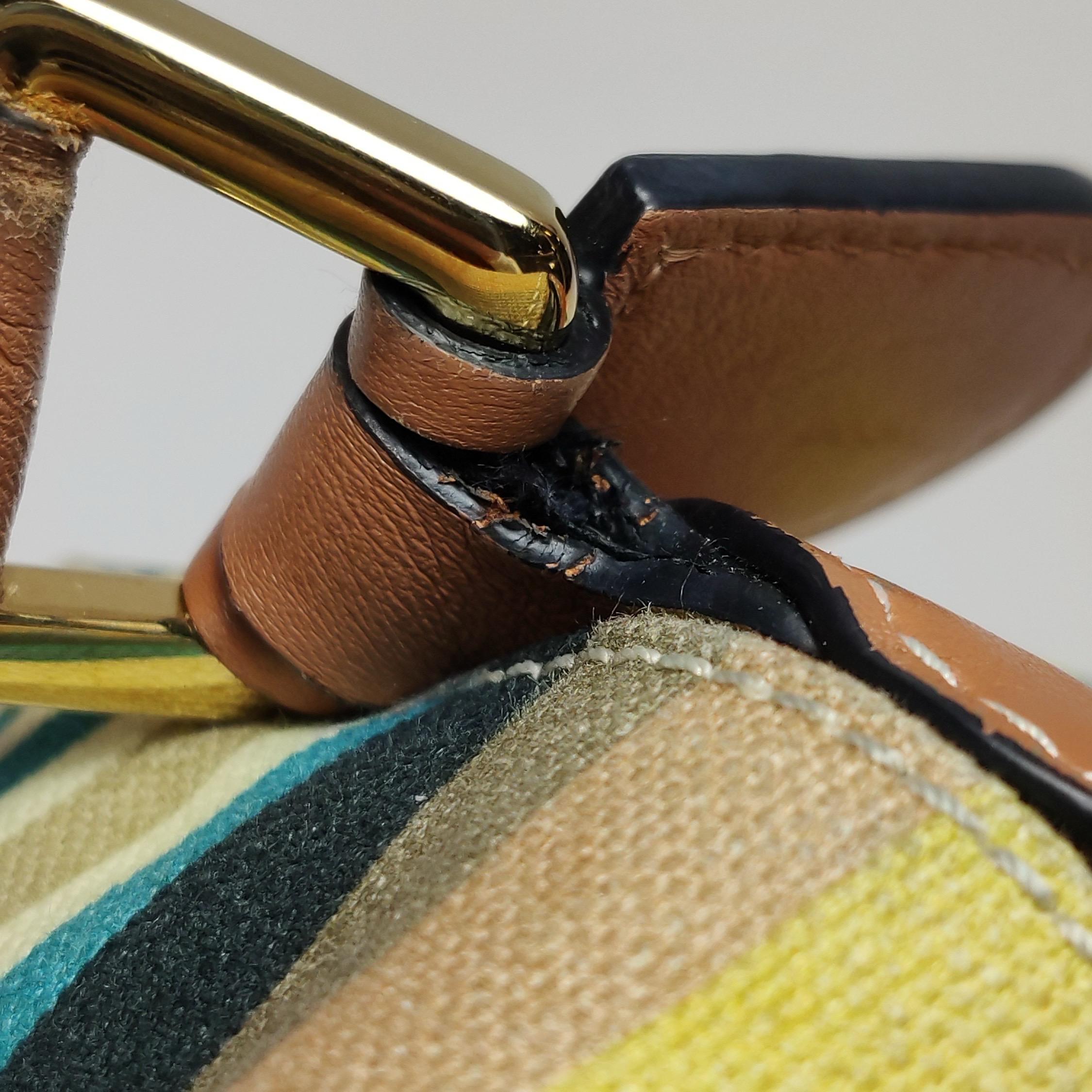 Loewe Puzzle Medium Multicolor Striped Canvas Leather Crossbody Bag en vente 15