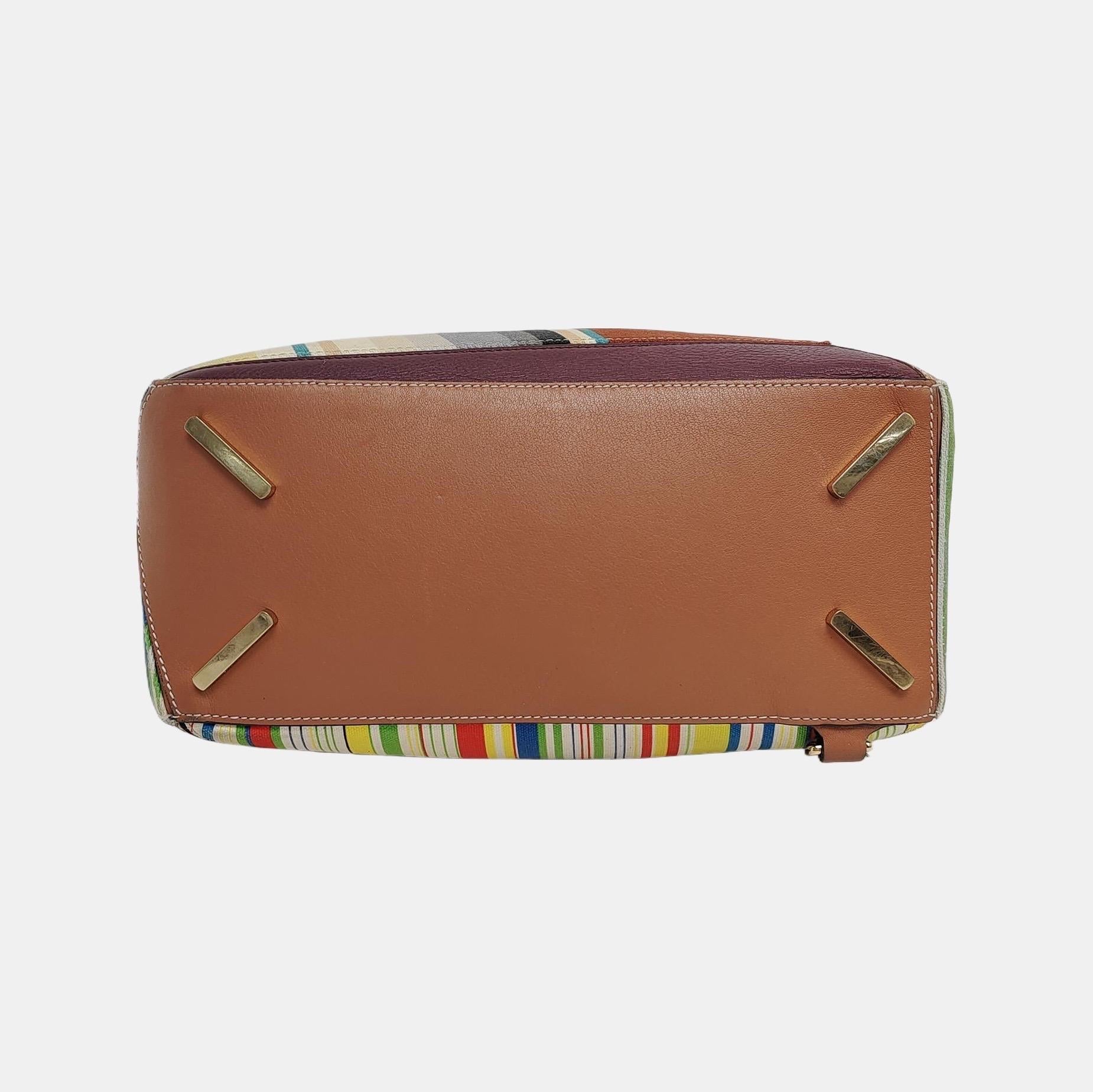 Loewe Puzzle Medium Multicolor Striped Canvas Leather Crossbody Bag Pour femmes en vente
