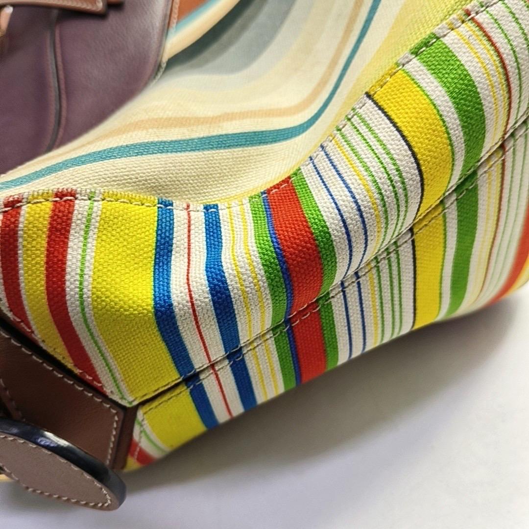 Loewe Puzzle Medium Multicolor Striped Canvas Leather Crossbody Bag en vente 4