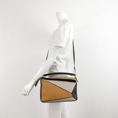 Loewe Puzzle Medium Multicolor Tricolor Black Yellow Calfskin leather bag