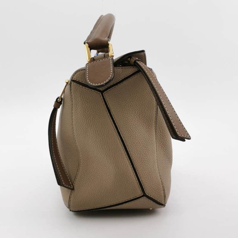 Women's Loewe Puzzle Medium Sand Beige Calfskin Leather Bag Brown Strap For Sale