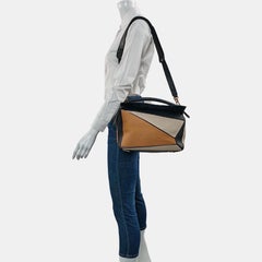 Loewe Puzzle Medium Tricolor Schwarz Gelb Kalbsleder Tasche