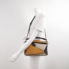 Loewe Puzzle Medium Tricolor Black Yellow Calfskin leather bag