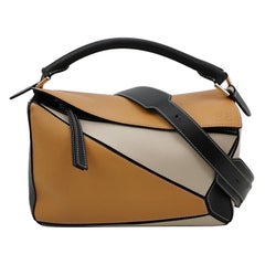 Loewe Puzzle Medium Tricolor Black Yellow Calfskin leather bag