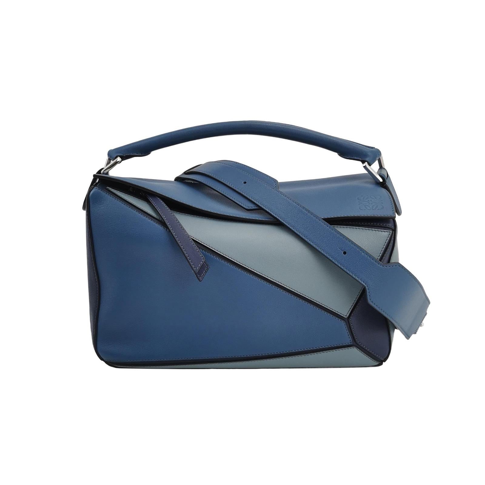 Loewe Puzzle Medium Tricolor Navy Sac en cuir