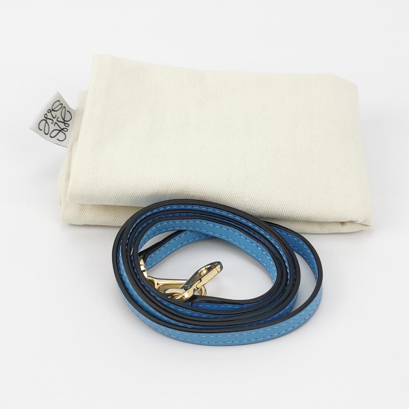 Loewe Puzzle Mini Blue and Brown Stripes Calfskin leather bag For Sale 3