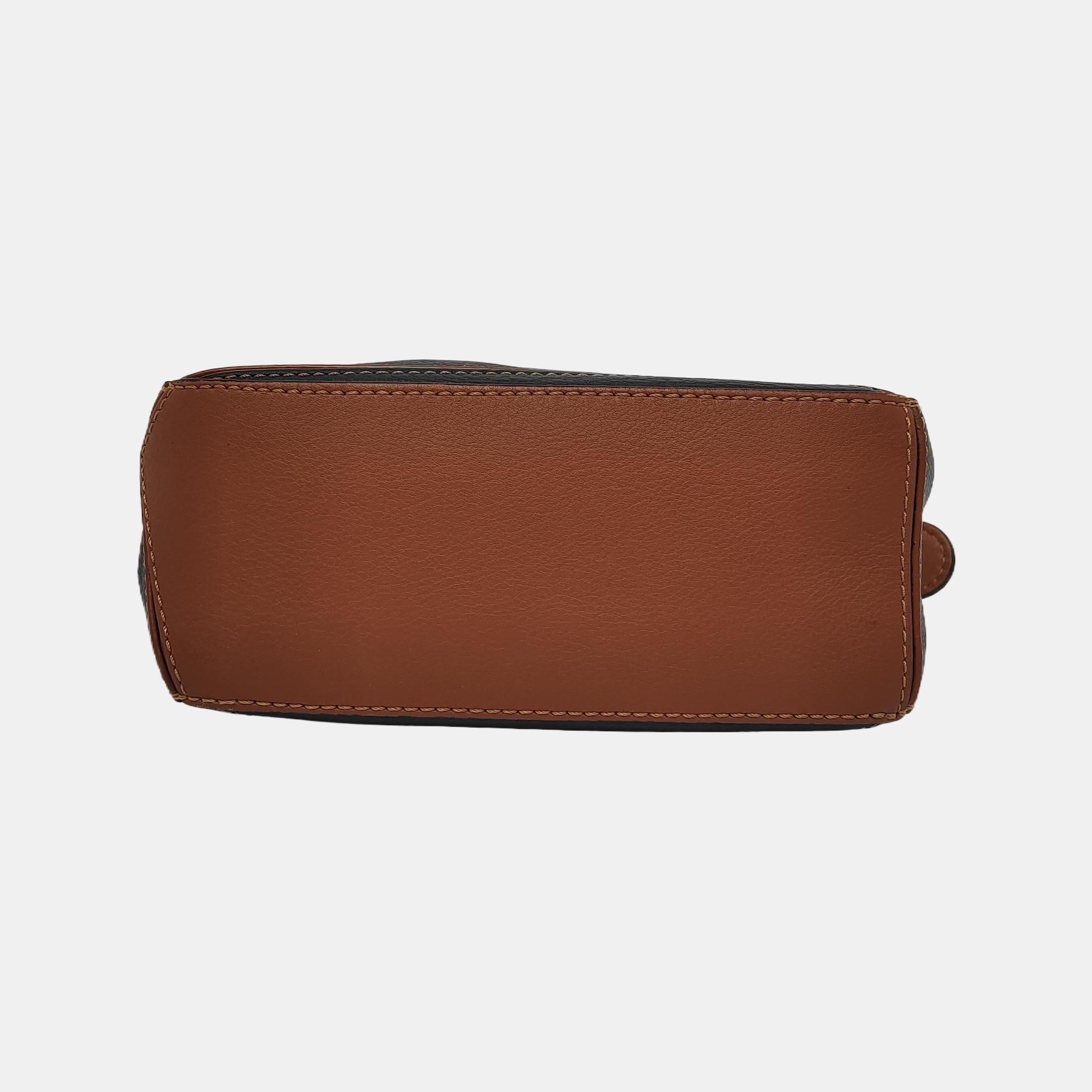 Loewe Puzzle Mini Brown and Black Calfskin Leather Crossbody Bag 1