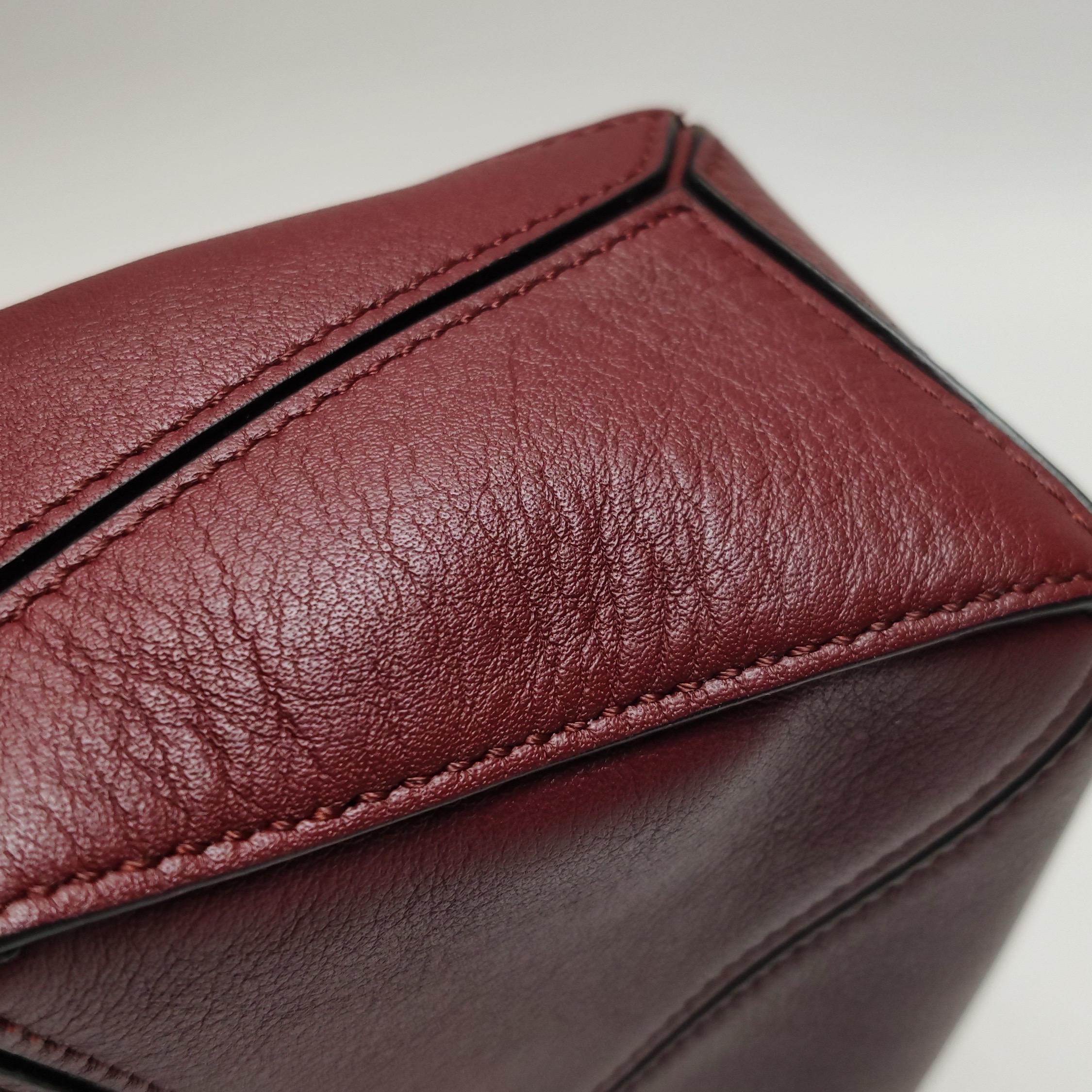Loewe Puzzle Mini Burgundy Calfskin Leather Crossbody Bag 5