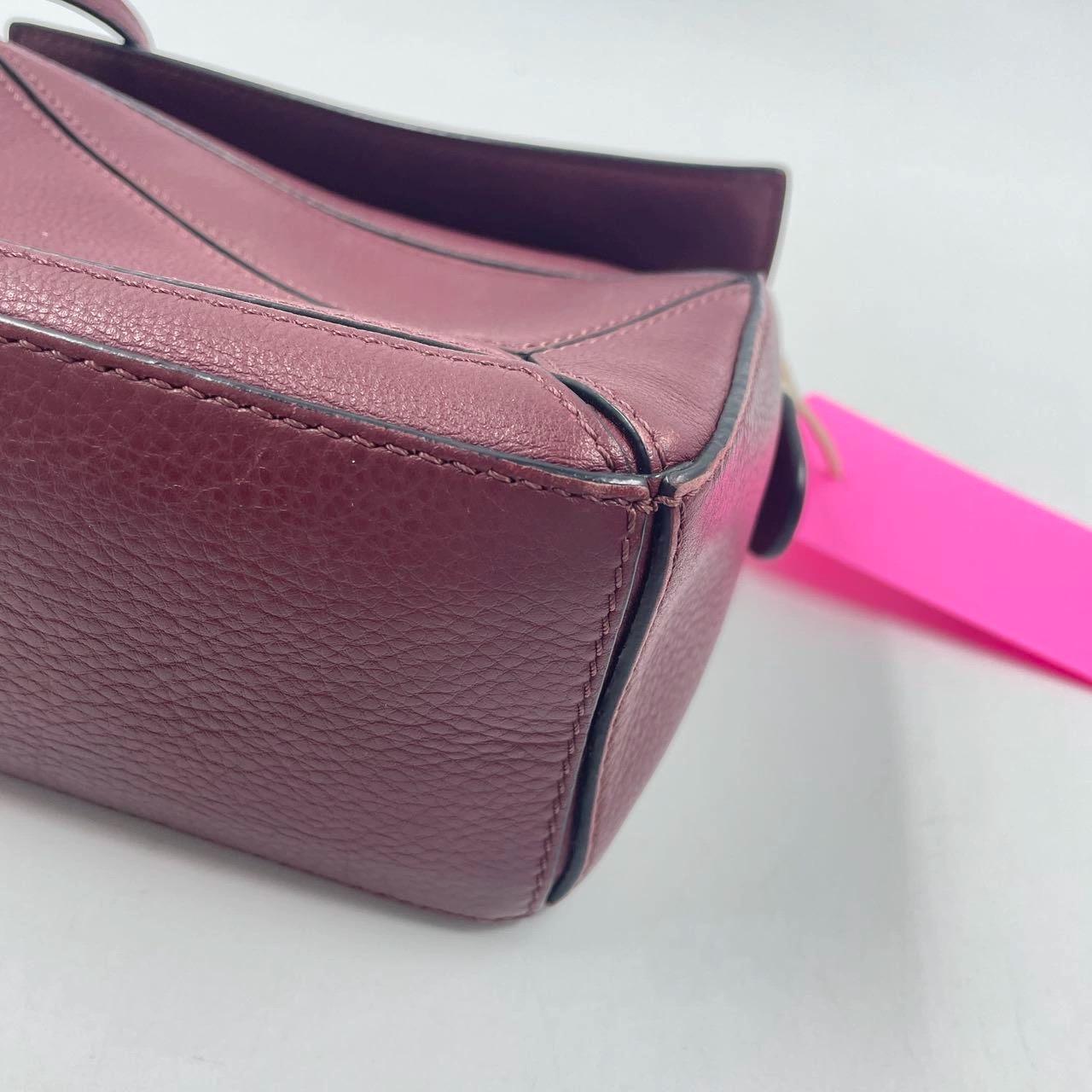 Loewe Puzzle Mini Burgundy Calfskin Leather Crossbody Bag For Sale 6