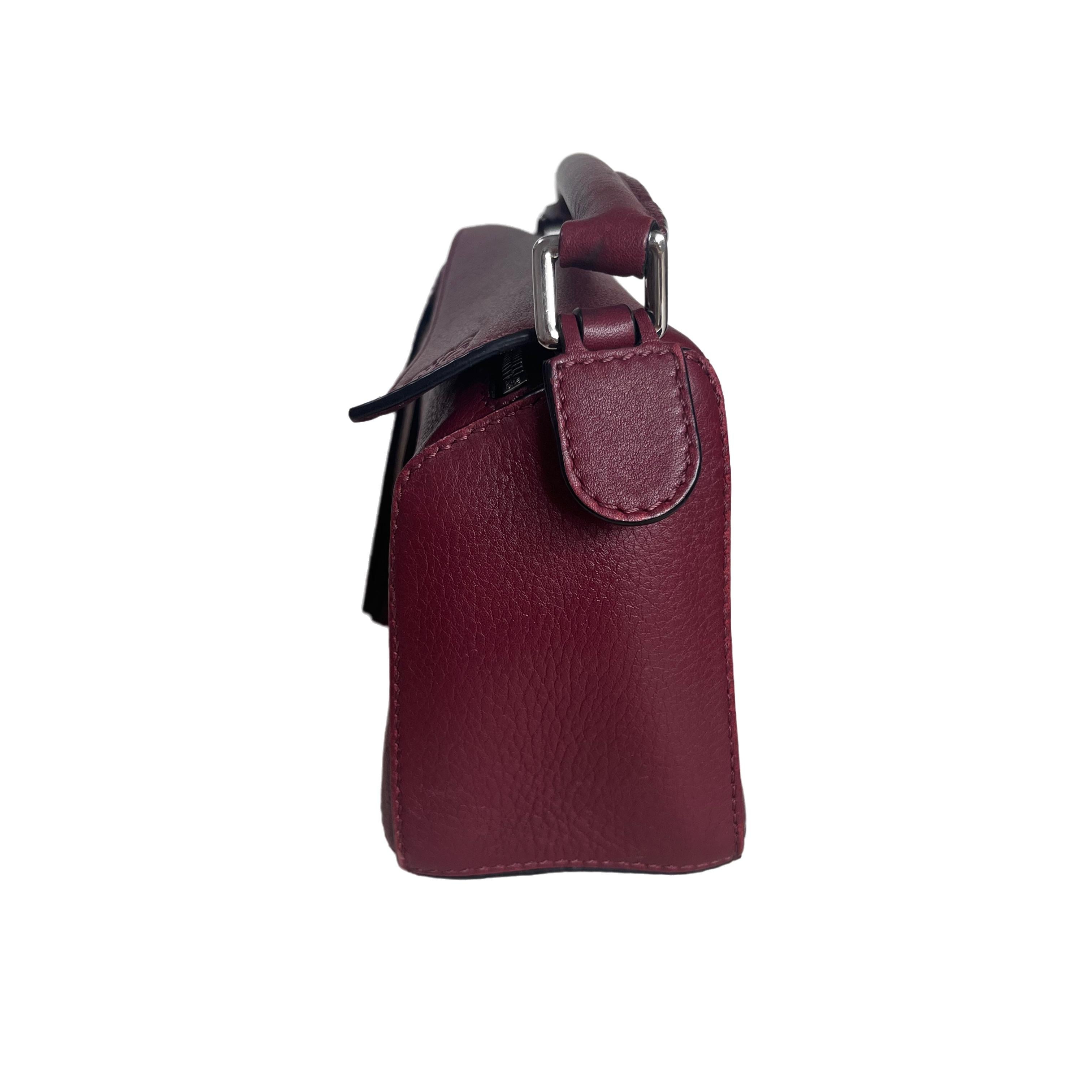 Women's Loewe Puzzle Mini Burgundy Calfskin Leather Crossbody Bag For Sale