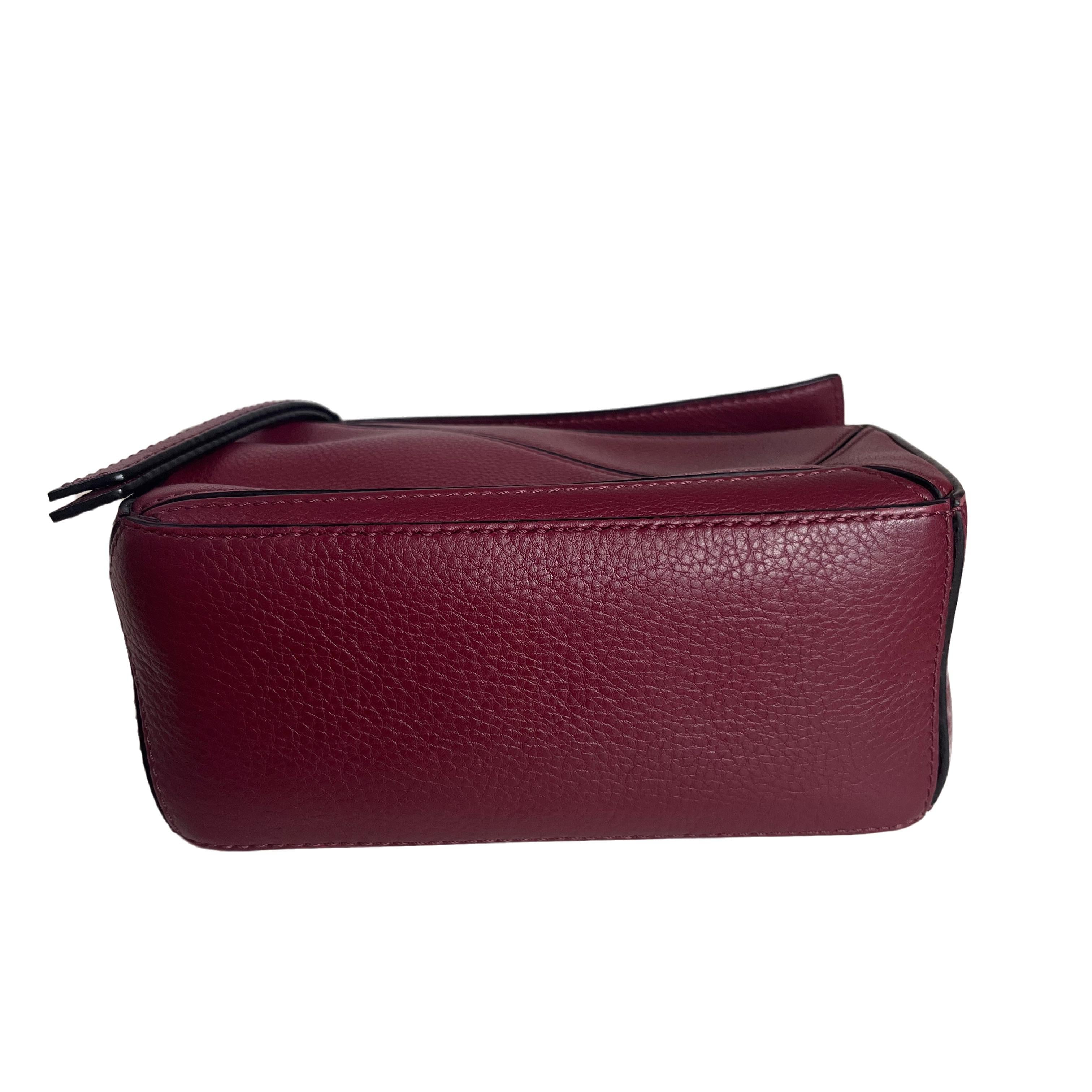Loewe Puzzle Mini Burgundy Calfskin Leather Crossbody Bag For Sale 1