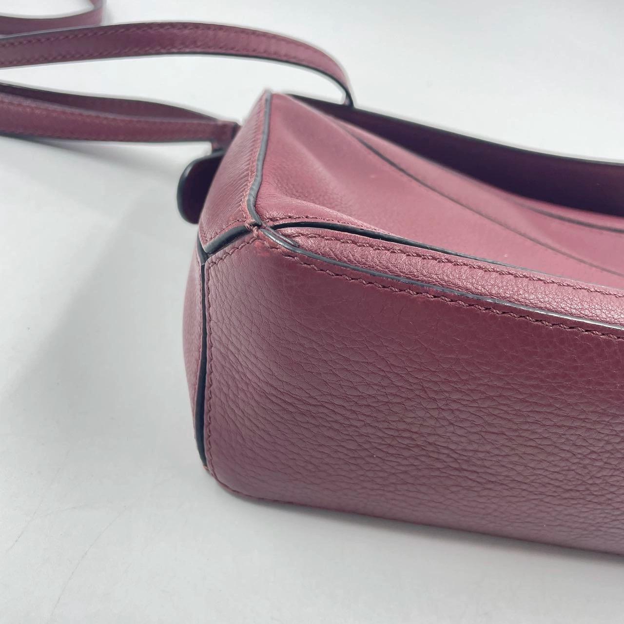 Loewe Puzzle Mini Burgundy Calfskin Leather Crossbody Bag For Sale 5