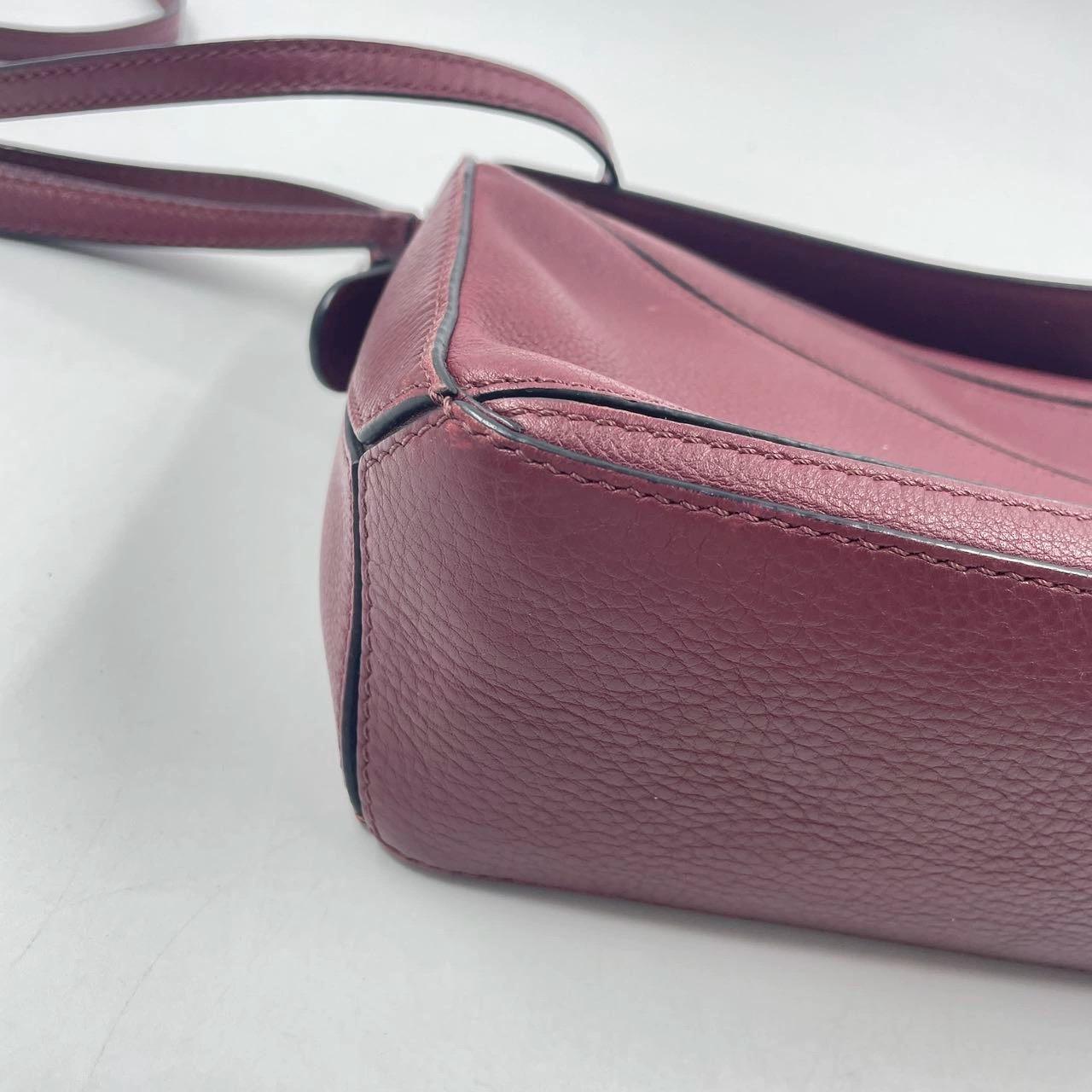 Loewe Puzzle Mini Burgundy Calfskin Leather Crossbody Bag 5