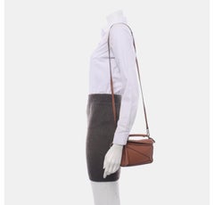 Loewe Puzzle Mini Caramel Tan Calfskin Leather Crossbody Bag