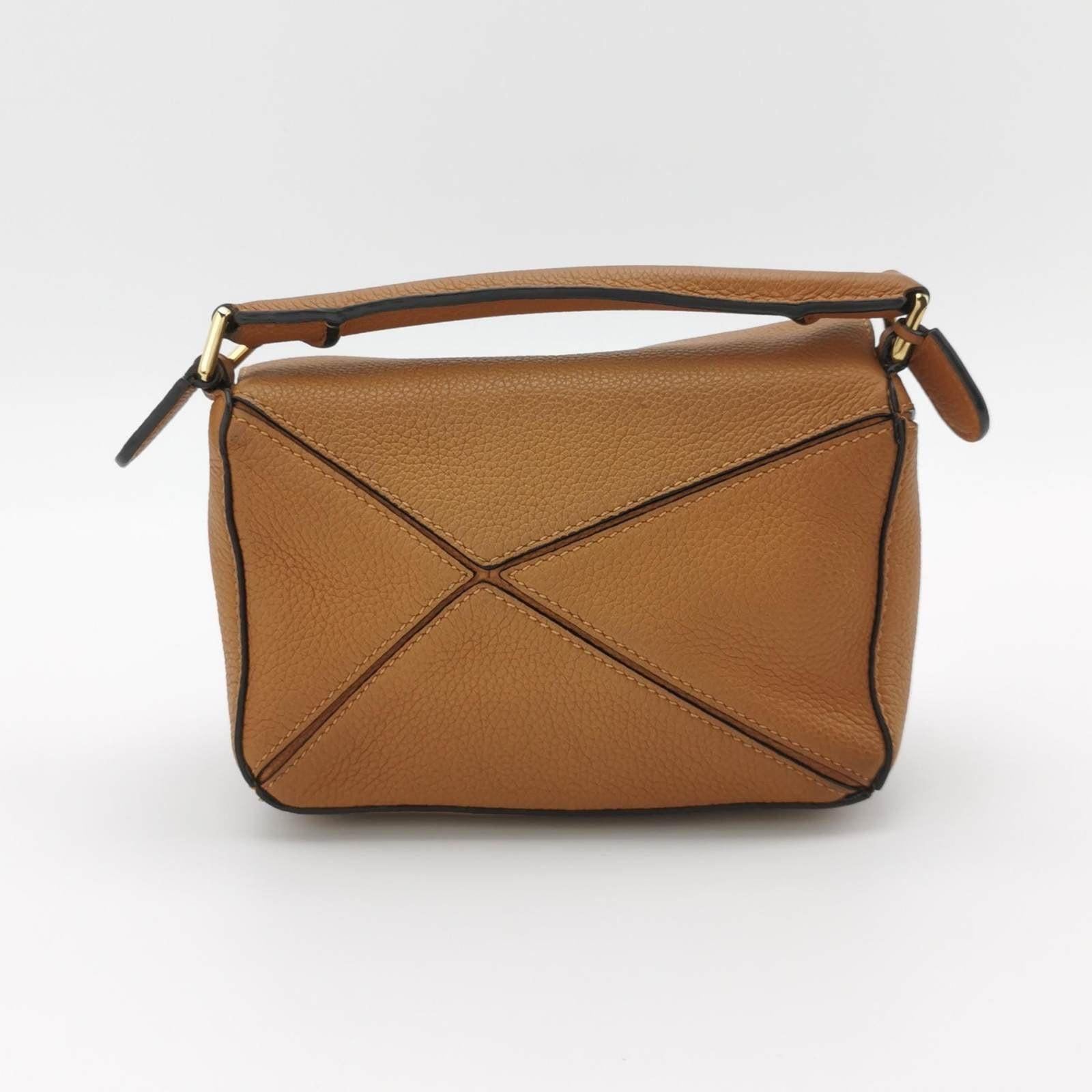 Loewe Puzzle Mini Caramel Tan Calfskin Leather Crossbody Bag For Sale 2