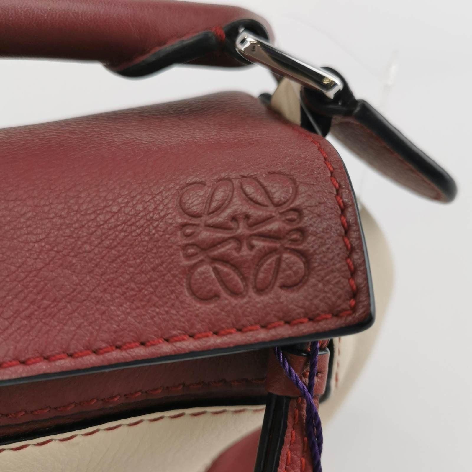 Loewe Puzzle Mini Multicolor Burgundy Calfskin Leather Crossbody Bag 1