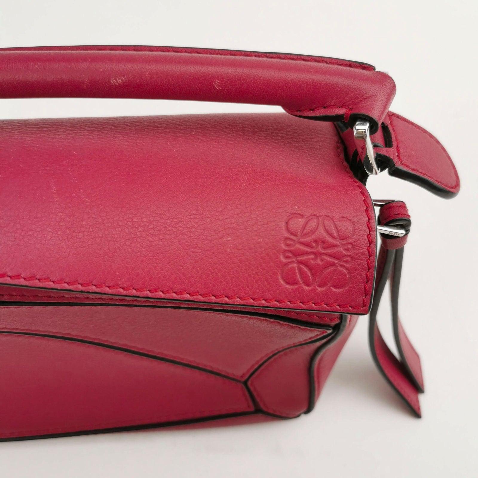 Women's Loewe Puzzle Mini Red Calfskin Leather Crossbody Bag For Sale