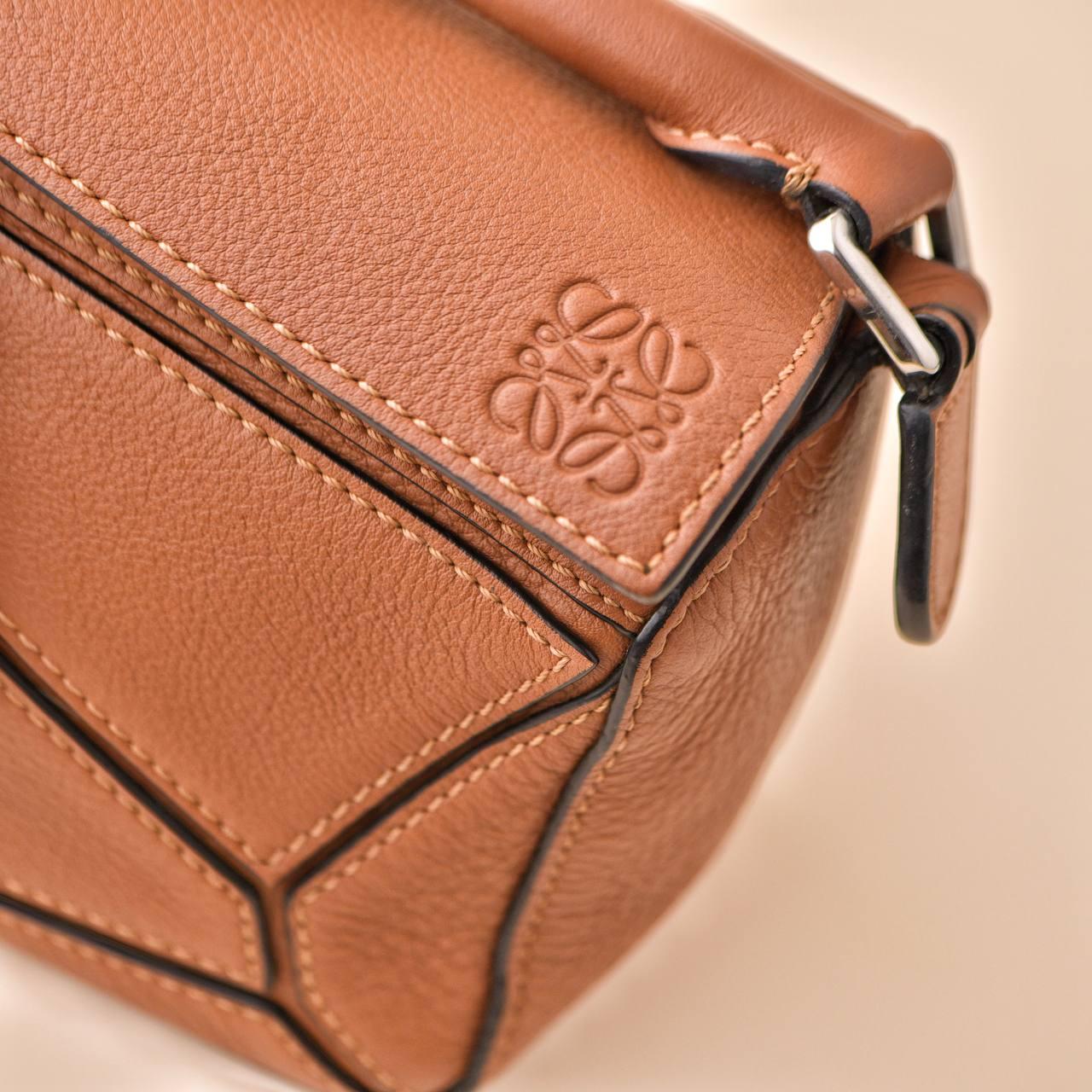 Loewe Puzzle Mini Tan Leather Shoulder Crossbody Bag For Sale 5