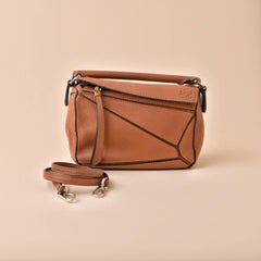 Loewe Puzzle Mini Tan Leather Shoulder Crossbody Bag