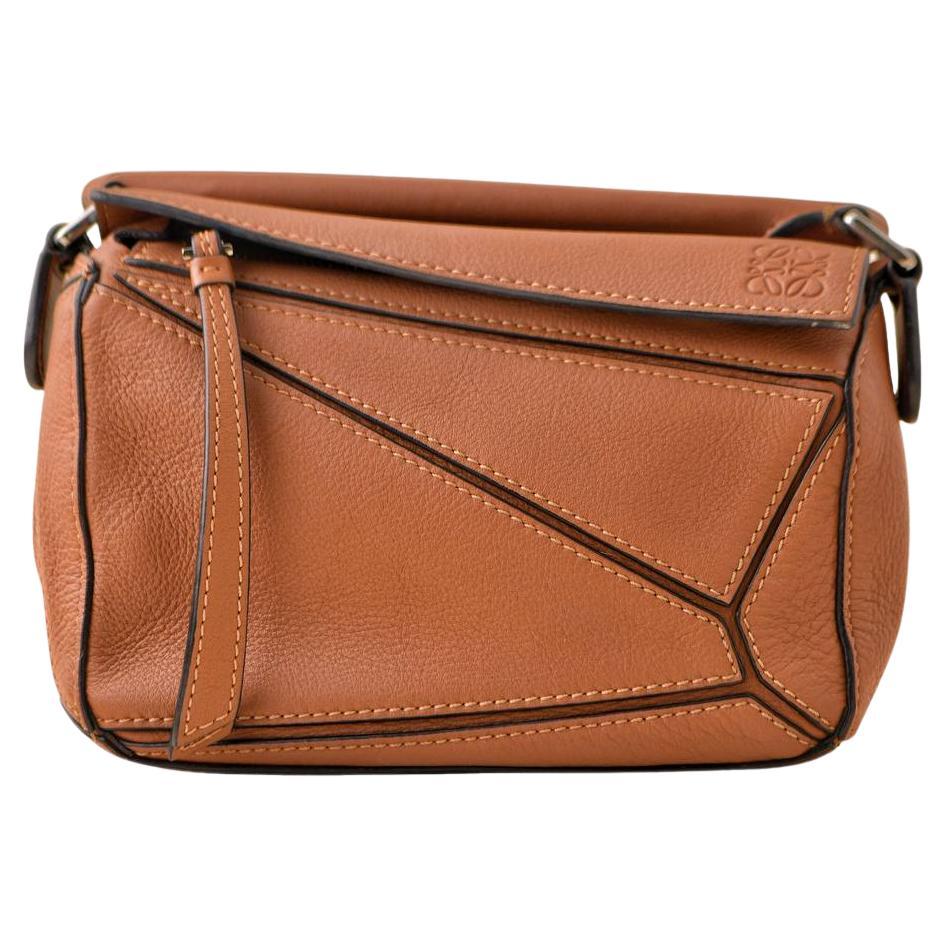 Loewe Puzzle Mini Tan Leather Shoulder Crossbody Bag